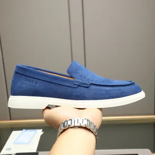 Hugo Boss Mocasín de Ante Azul y Blanco con Correa Penny