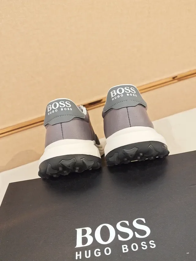 Hugo Boss Gris Blanco Zapatillas con Material Mixto en la Parte Superior y Suela Media Ondulada con Capas 3