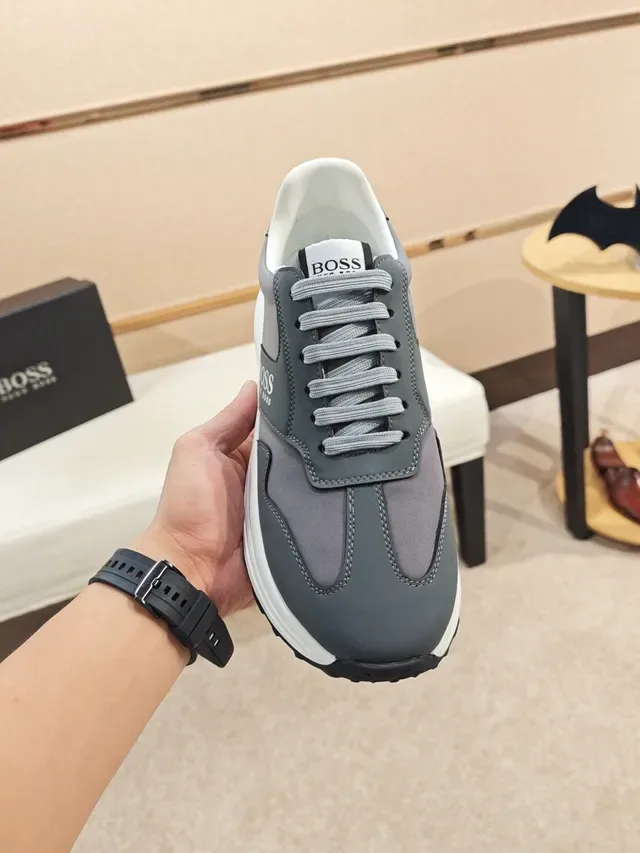 Hugo Boss Gris Blanco Zapatillas con Material Mixto en la Parte Superior y Suela Media Ondulada con Capas 5