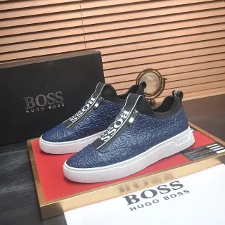 Hugo Boss 海军蓝 压花 Logo 无拉链 套脚 生活方式运动鞋