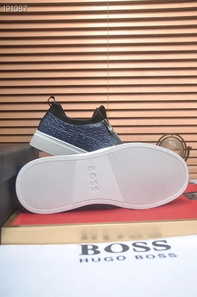 Hugo Boss حذاء رياضي أسلوب حياة أزرق بحري شعار منقوش بدون أحزمة 2