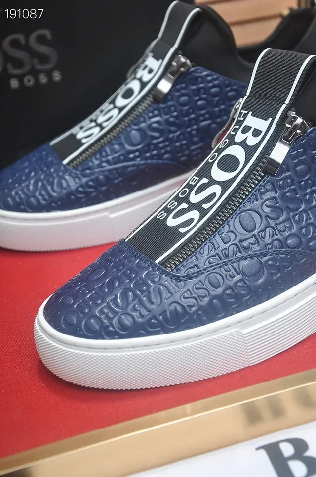 Hugo Boss حذاء رياضي أسلوب حياة أزرق بحري شعار منقوش بدون أحزمة 3