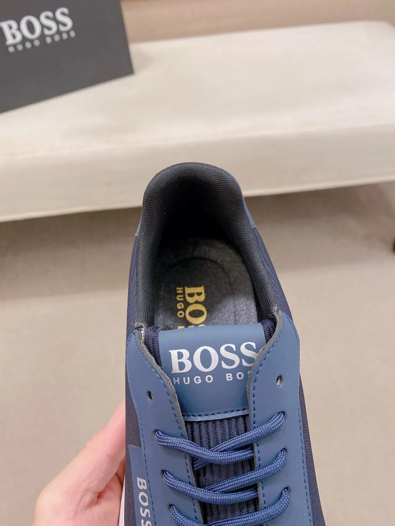 Hugo Boss নেভি ব্লু রিবড টেক্সটাইল লাইফস্টাইল স্নিকার 6