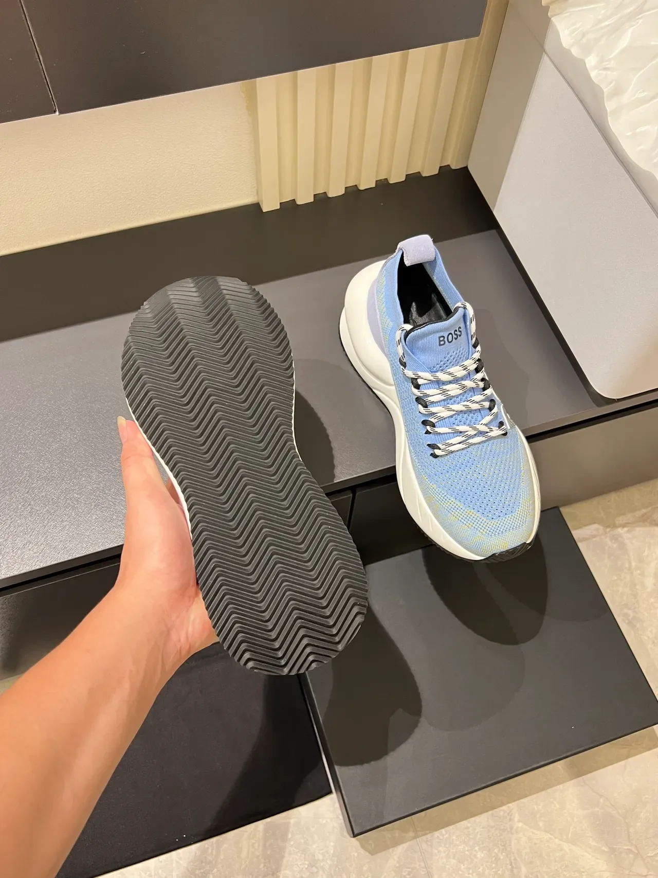 Hugo Boss Speed Trainer Light Blue Knit Lifestyle Sneakers 3