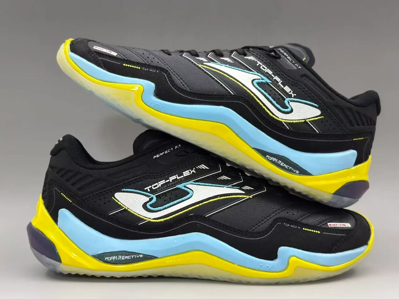 Joma Top-Flex Ultimate Preto Amarelo Azul Claro Tênis Lifestyle 3