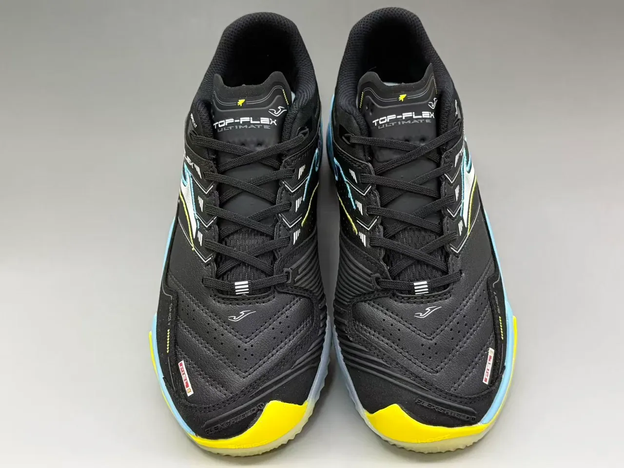 Joma Top-Flex Ultimate Preto Amarelo Azul Claro Tênis Lifestyle 9