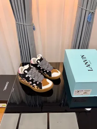 Lanvin Negro Multicolor Sin cordones Cierre de corra Patrón Chevron Elástico Sneakers de estilo de vida 1