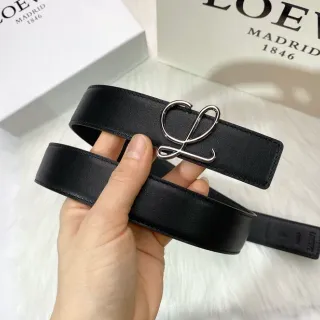 Loewe Anagram Black Leather Belt