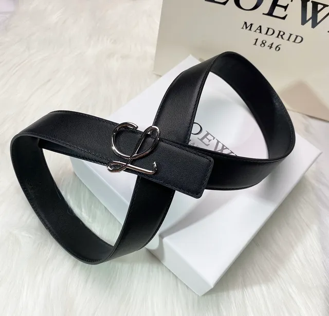Loewe Anagram حزام جلد أسود 6