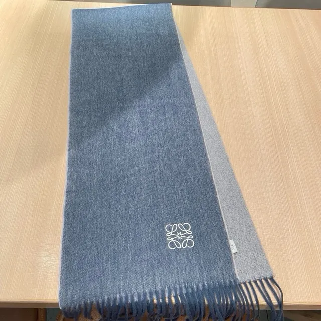 Loewe Anagram Embroidered Light Blue Cashmere Scarf 2