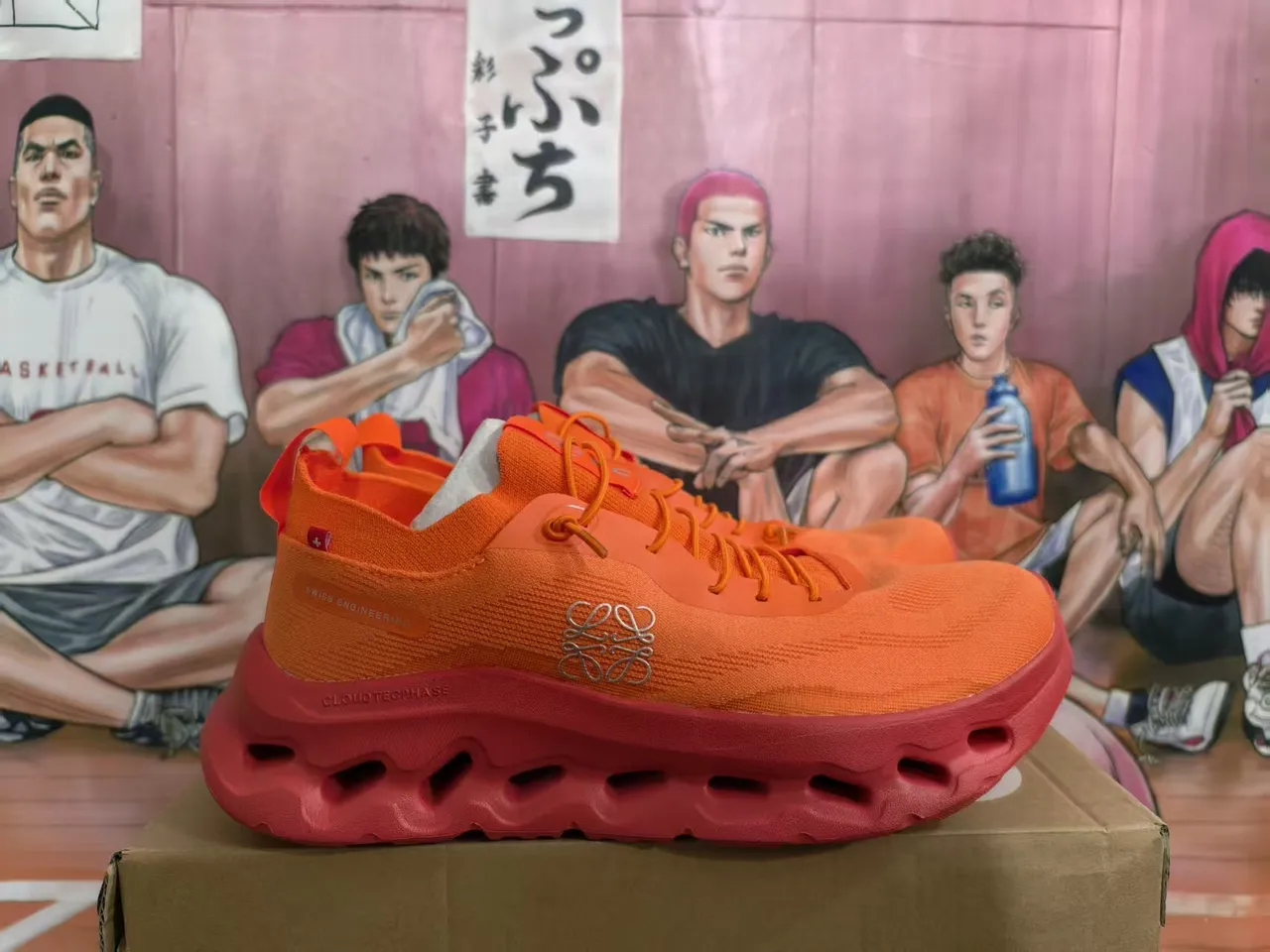 Loewe Cloud 橙红 针织鞋面 穿孔笼式鞋底 厚底运动鞋 5