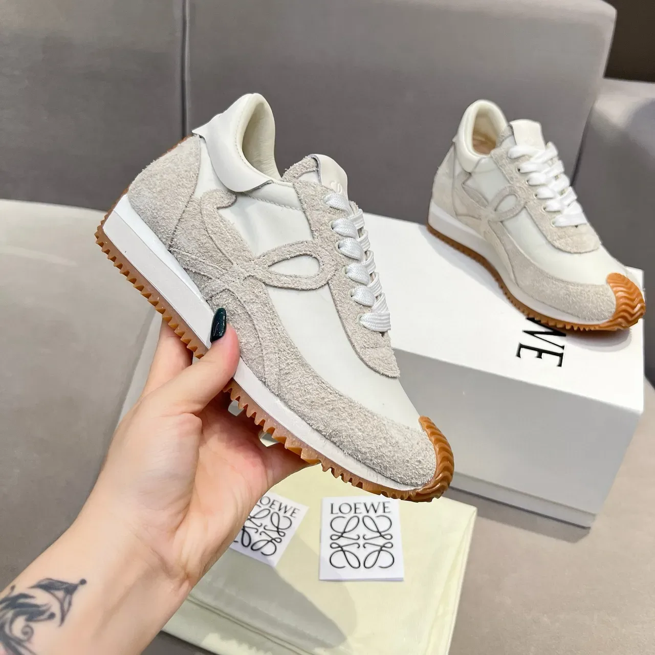 Loeve Flow Runner 2.0 Off-White et Orange Sneakers Lifestyle 5