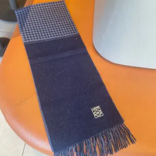 Loewe Houndstooth and Navy Cashmere Scarf
