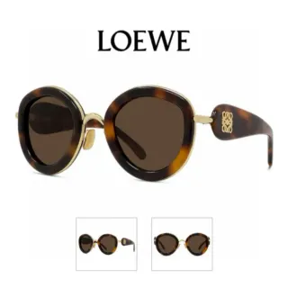 Loewe نظارات شمسية مستديرة بنمط السلحفاة وذهبي اللون