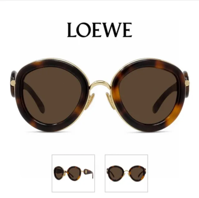 Loewe نظارات شمسية مستديرة بنمط السلحفاة وذهبي اللون 8