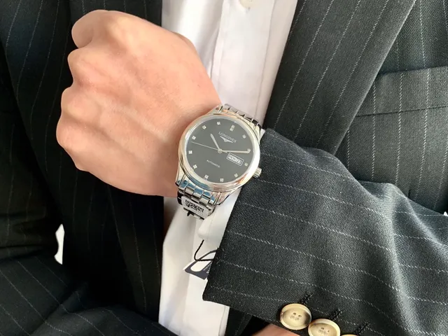 Longines Élégant Cadran Noir Marqueur Diamant Montre Mécanique 5