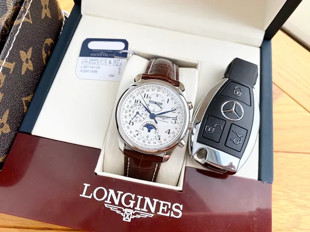 Longines Master Collection Brun Blanc Chronographe Phase Lunaire Montre Mécanique 2