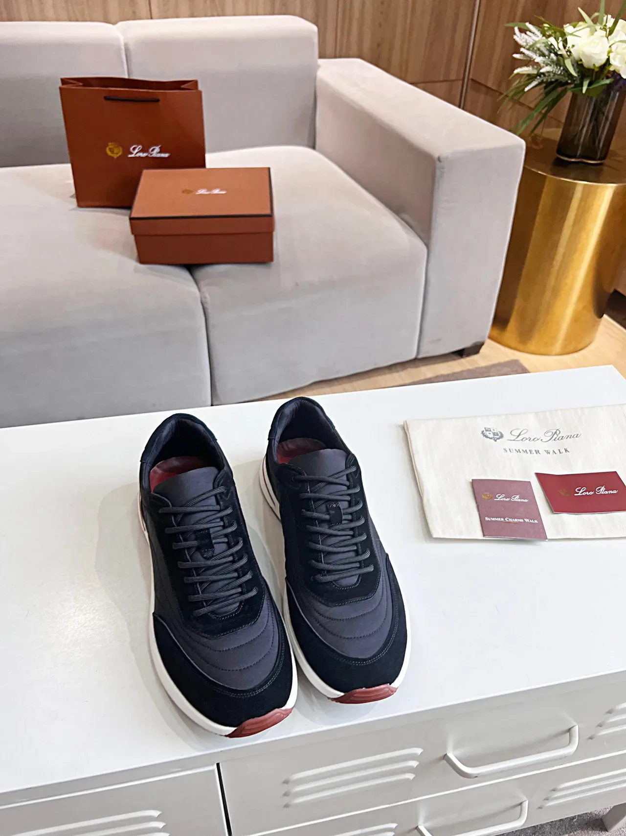 Loro Piana Black and Burgundy Lifestyle Sneakers 5
