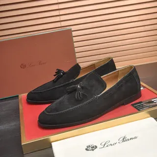 Loro Piana কালো সুয়েড টাসেল লোফার্স