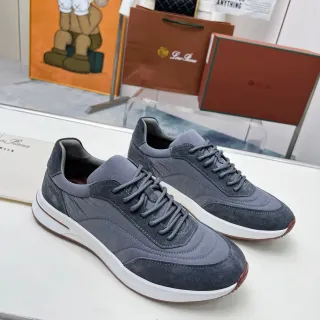 Loro Piana 灰色麂皮和纺织生活方式运动鞋