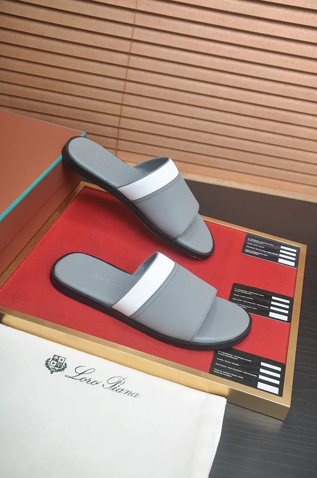 Loro Piana Zapatillas Minimalistas Gris Blanco con Correa Doble 7