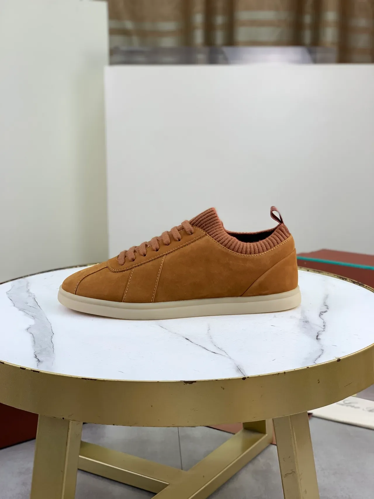 Loro Piana Zapatillas Lifestyle de Ante con Cuello de Punto 5