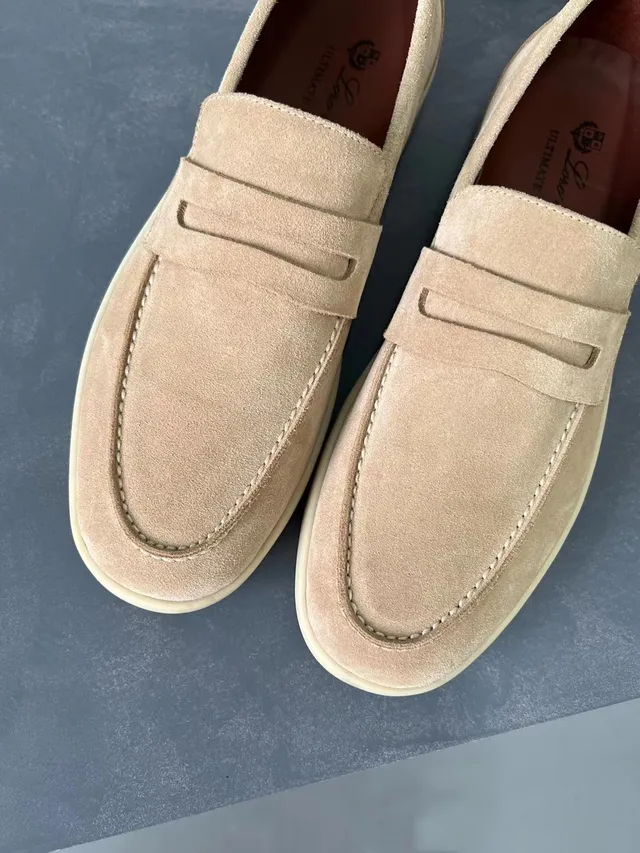 Loro Piana Ultimate Walk বেইজ সুয়েড পেনি লোফার্স 5
