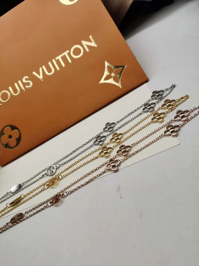 Bracelete de corrente Louis Vuitton Alhambra prata e dourado com eslabões de quatrefoil abertos em metal polido 5