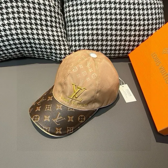 Louis Vuitton Beige Marrón Estructurado Seis Paneles Corona Pre-Curvada Borde Gorra de Béisbol 2