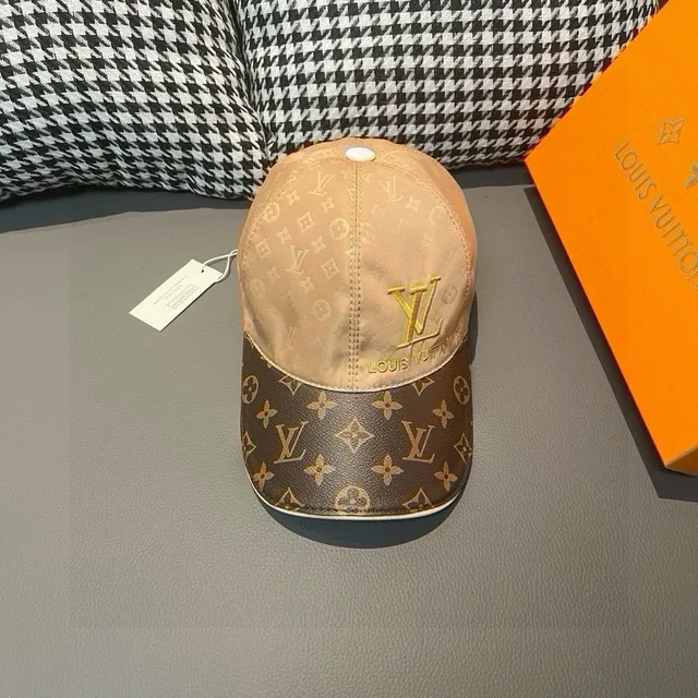 Louis Vuitton Beige Marrón Estructurado Seis Paneles Corona Pre-Curvada Borde Gorra de Béisbol 3