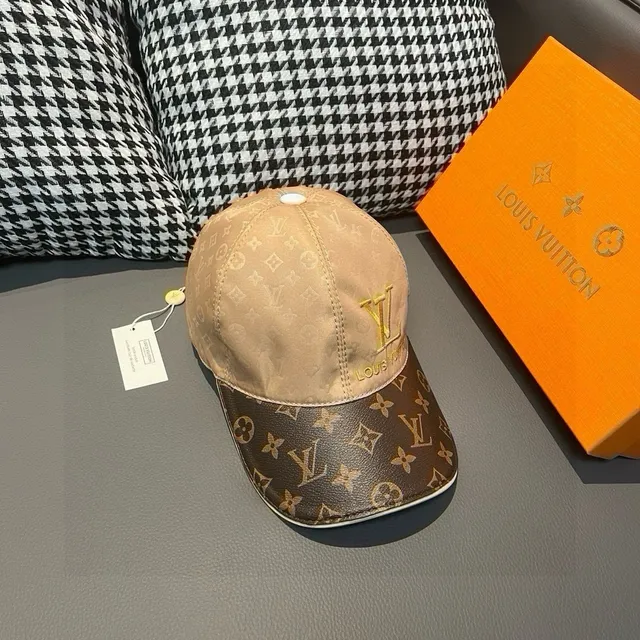 Louis Vuitton Beige Marrón Estructurado Seis Paneles Corona Pre-Curvada Borde Gorra de Béisbol 4