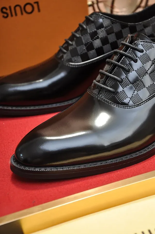 Louis Vuitton Zapatos Oxford Cuero Patentado Negro Damier Check 2