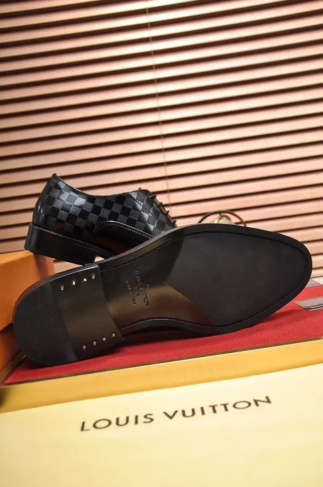 Louis Vuitton Zapatos Oxford Cuero Patentado Negro Damier Check 3