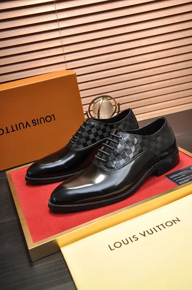 Louis Vuitton Zapatos Oxford Cuero Patentado Negro Damier Check 4