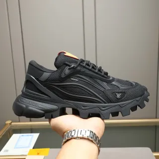 Louis Vuitton Black Red Sole Multi-Layered Upper Chunky Sneakers