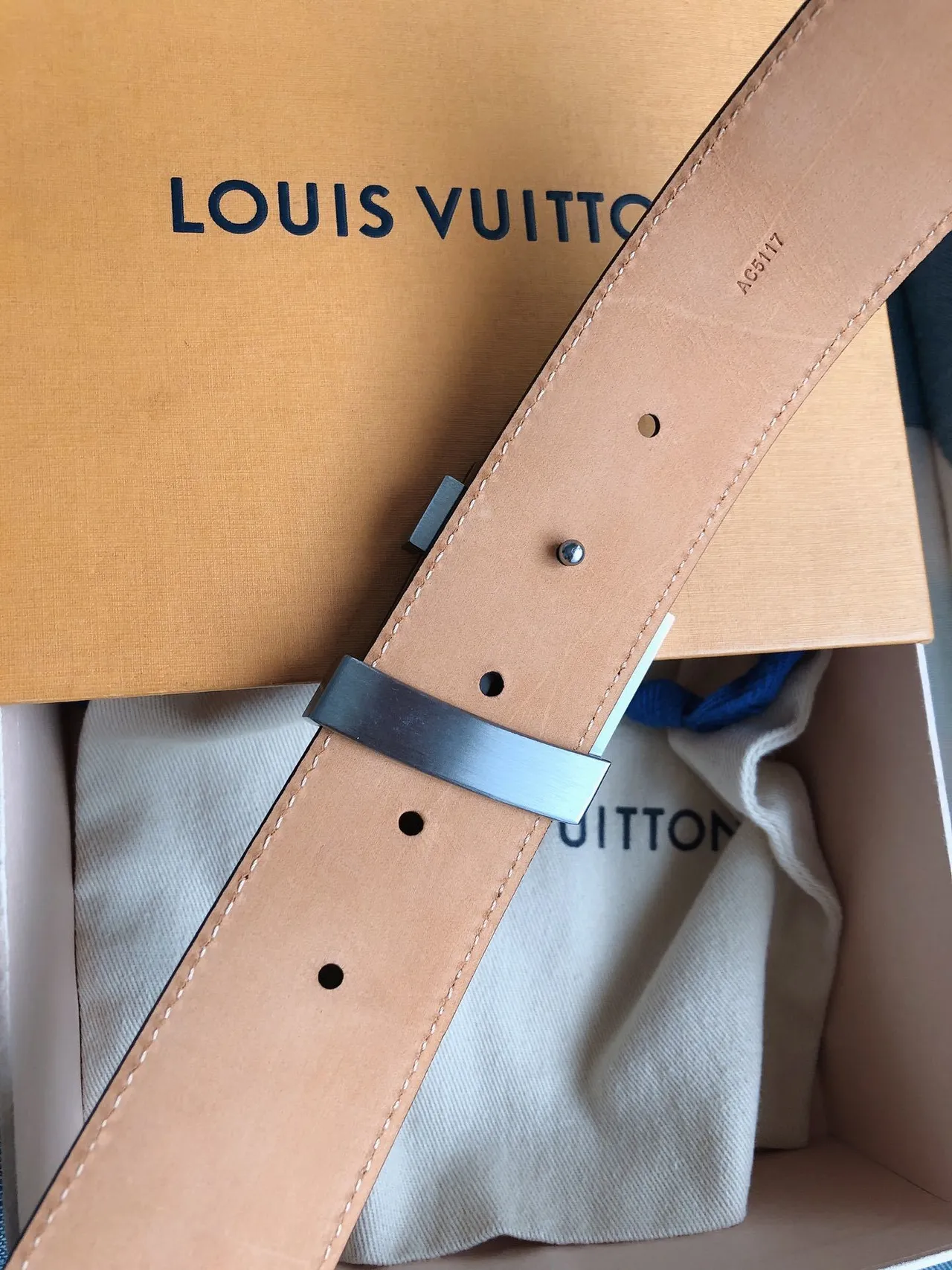 Louis Vuitton Black Silver Damier Graphite Checkered Polished LV Buckle Leather Belt 6