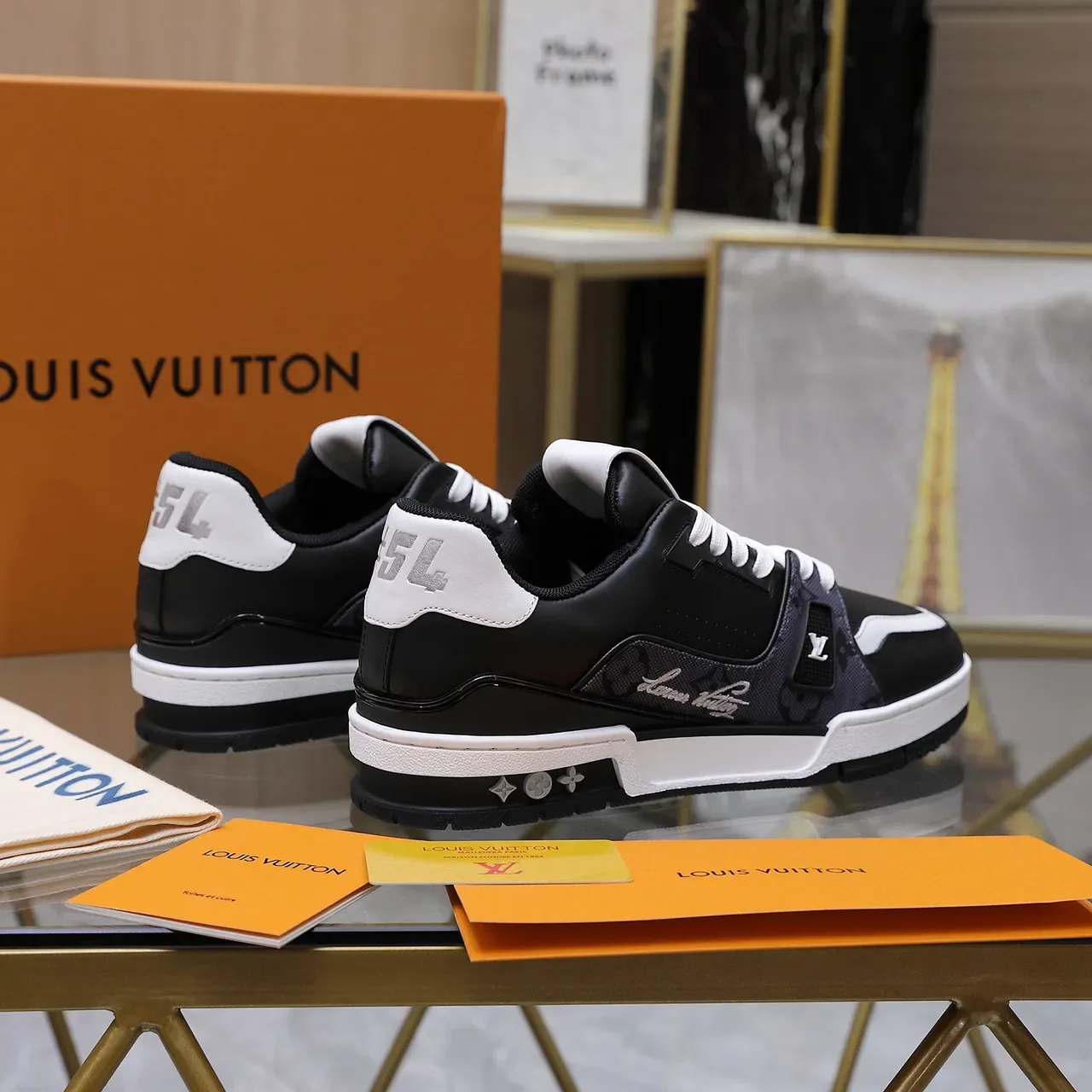 Louis Vuitton Black White Layered Sole Monogrammed Textile Panel Lifestyle Sneakers 2