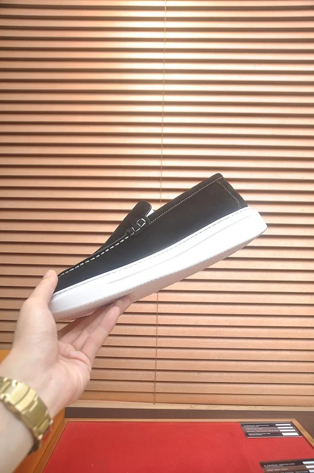 Louis Vuitton Black White Suede Upper Contrast Stitching Loafer 5