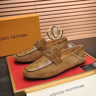 Louis Vuitton বাদামী বেইজ মোনোগ্রামড সুয়েড সিঙ্গেল মনক স্ট্র্যাপ লুফর