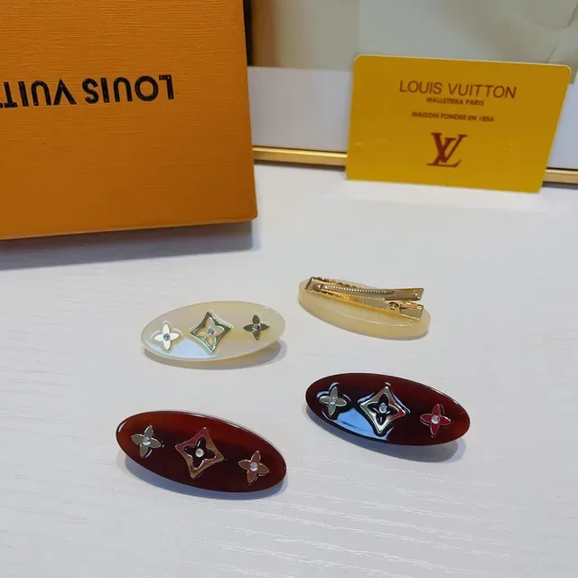 Louis Vuitton Brown Beige Oval Resin Monogram Motif Earrings 3