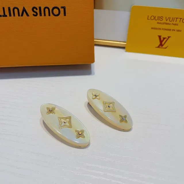 Louis Vuitton Brown Beige Oval Resin Monogram Motif Earrings 5