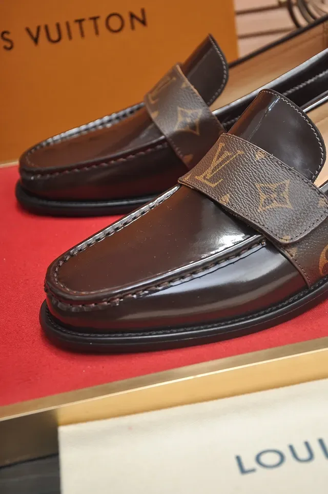 Louis Vuitton Brown Black Monogram Canvas Polished Leather Loafer 2