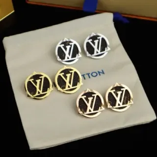 Louis Vuitton Brown Gold Circular Monogram Metal-Framed Jewelry