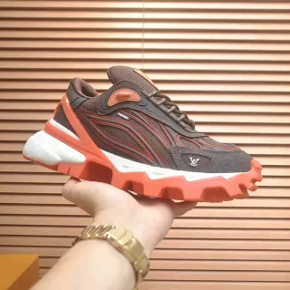 Louis Vuitton Brown Orange Multi-Layered Sole Mesh And Synthetic Upper Chunky Sneakers