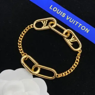 Louis Vuitton Cadena Enlazada Oro Metal Oversized Oval Links Pulsera