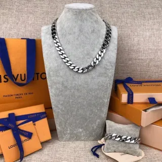 Louis Vuitton চেইন লিঙ্ক দুই রঙের মোটা কার্ব লিঙ্ক নেকলেস