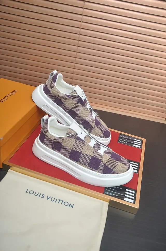 Louis Vuitton Checkered Slip-On Lifestyle Sneakers 4