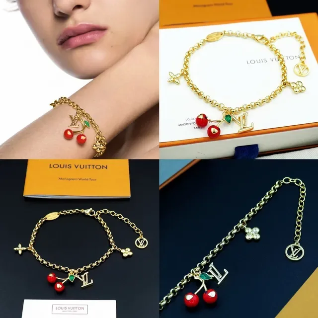 Louis Vuitton Bracelet au Charm de Cerise en Or avec Émail 11