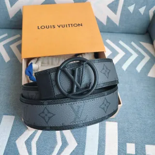 Louis Vuitton Circle LV Belt गहरा भूरा Monogram चमड़े की बेल्ट
