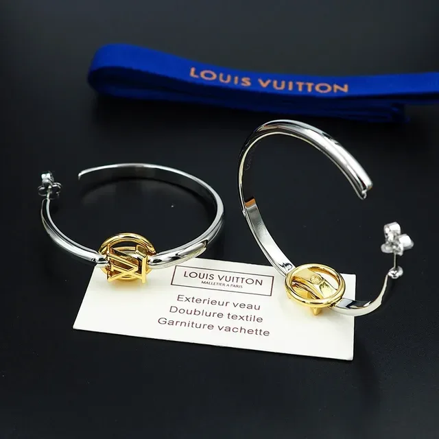 Louis Vuitton Circle Monogram Two-Tone Hoop Earrings 2